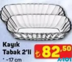 PAŞABAHÇE KAYIK TABAK 2'Lİ 17 CM